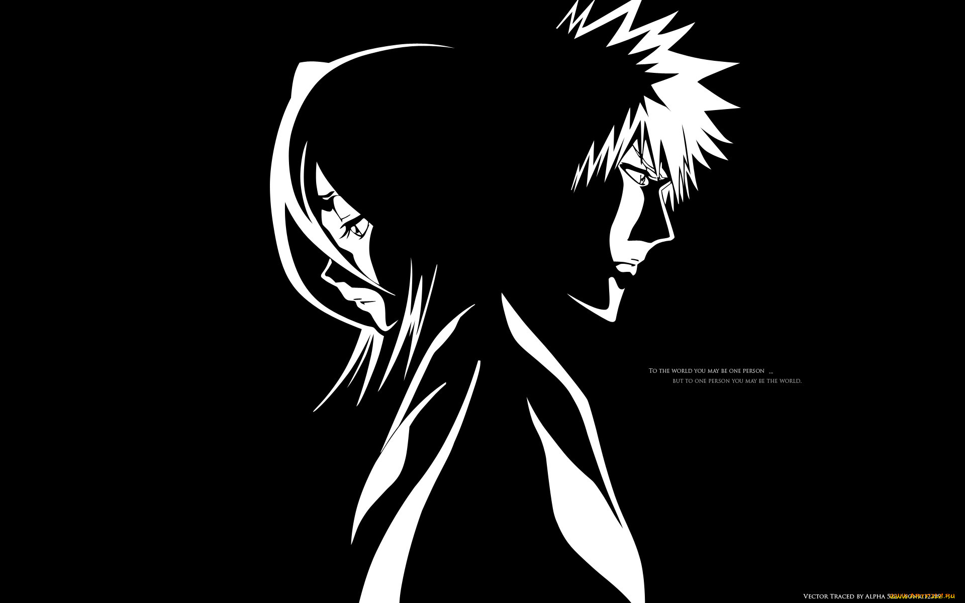 Обои Аниме Bleach, обои для рабочего стола, фотографии аниме, bleach,  ичиго, блич, чёрно-белая, рукия, силуэты Обои для рабочего стола, скачать  обои картинки заставки на рабочий стол.